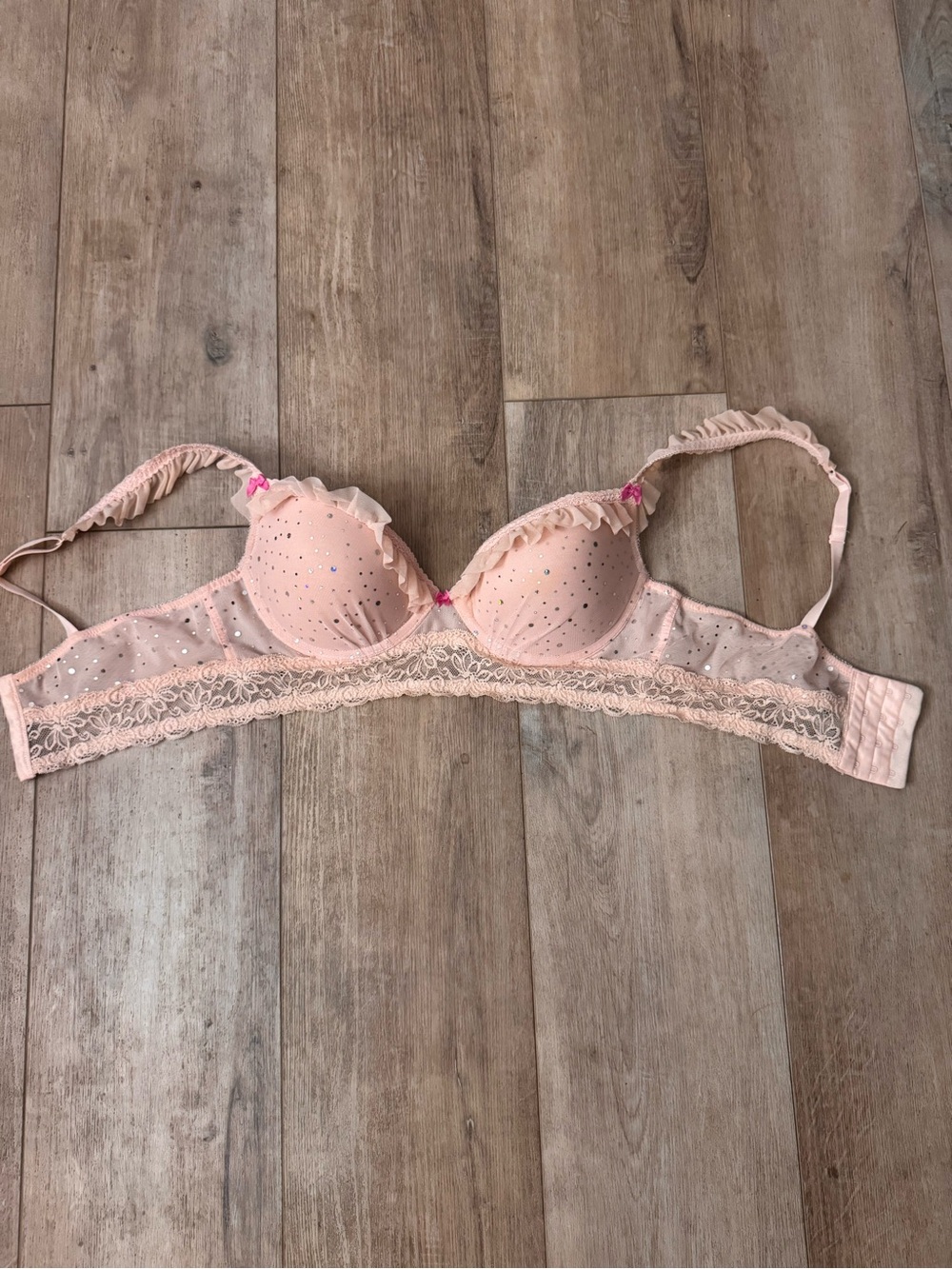 The Sak Blush Pink Lace Push-Up Bra with Ruffle Trim